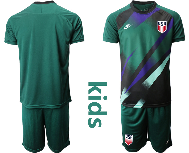 Youth 2020-2021 Season National team United States goalkeeper green Soccer Jersey->united states jersey->Soccer Country Jersey